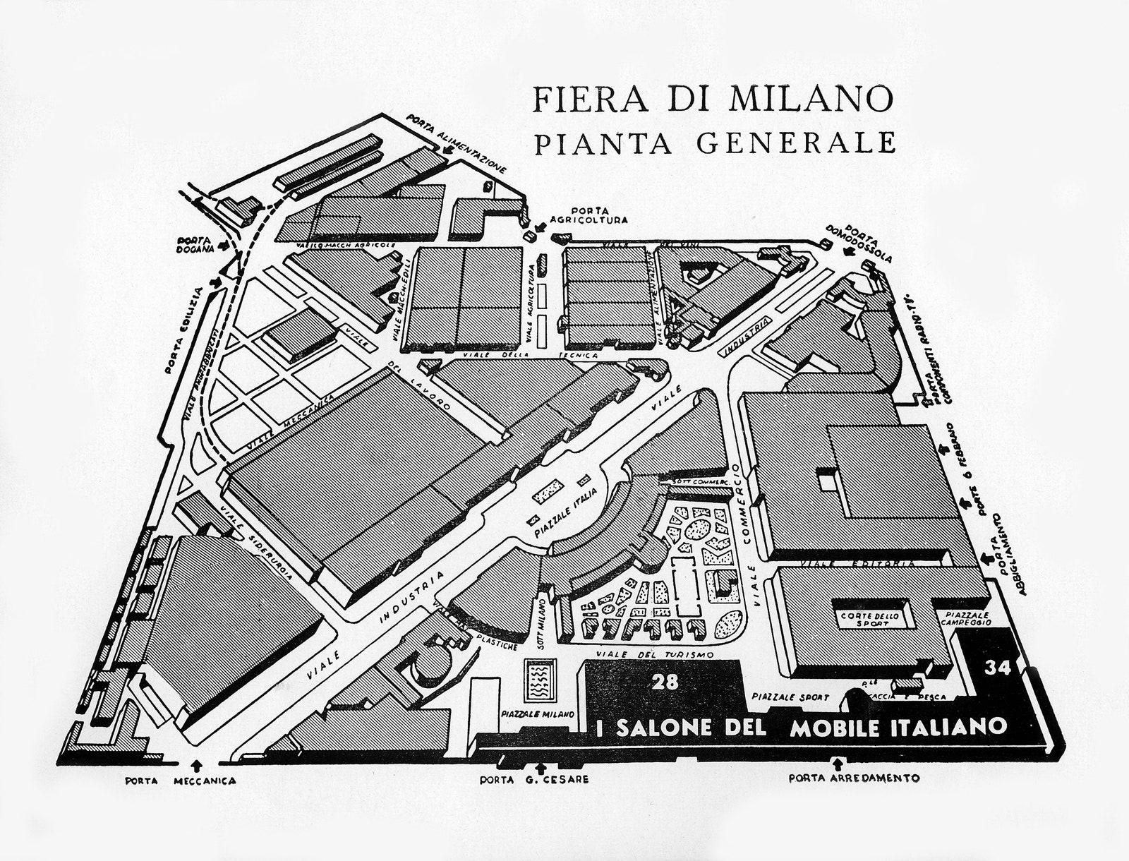 План старого выставочного центра La Compionaria где Salone del Mobile проходила с 1961 по 2005 год.