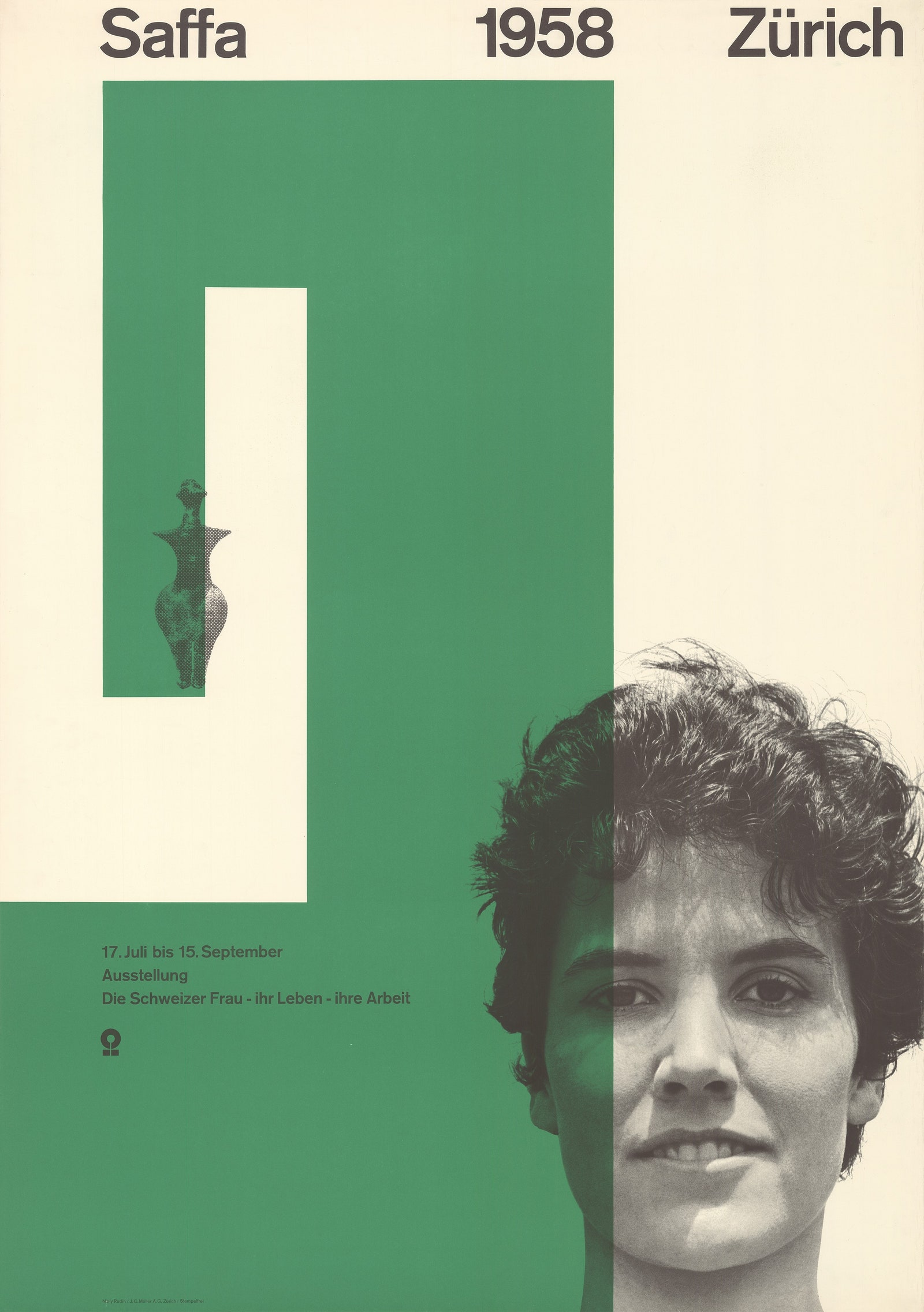 Плакат для Швейцарской выставки женских работ Schweizerische Ausstellung für Frauenarbeit Саффа Цюрих 1958 дизайн Нелли...