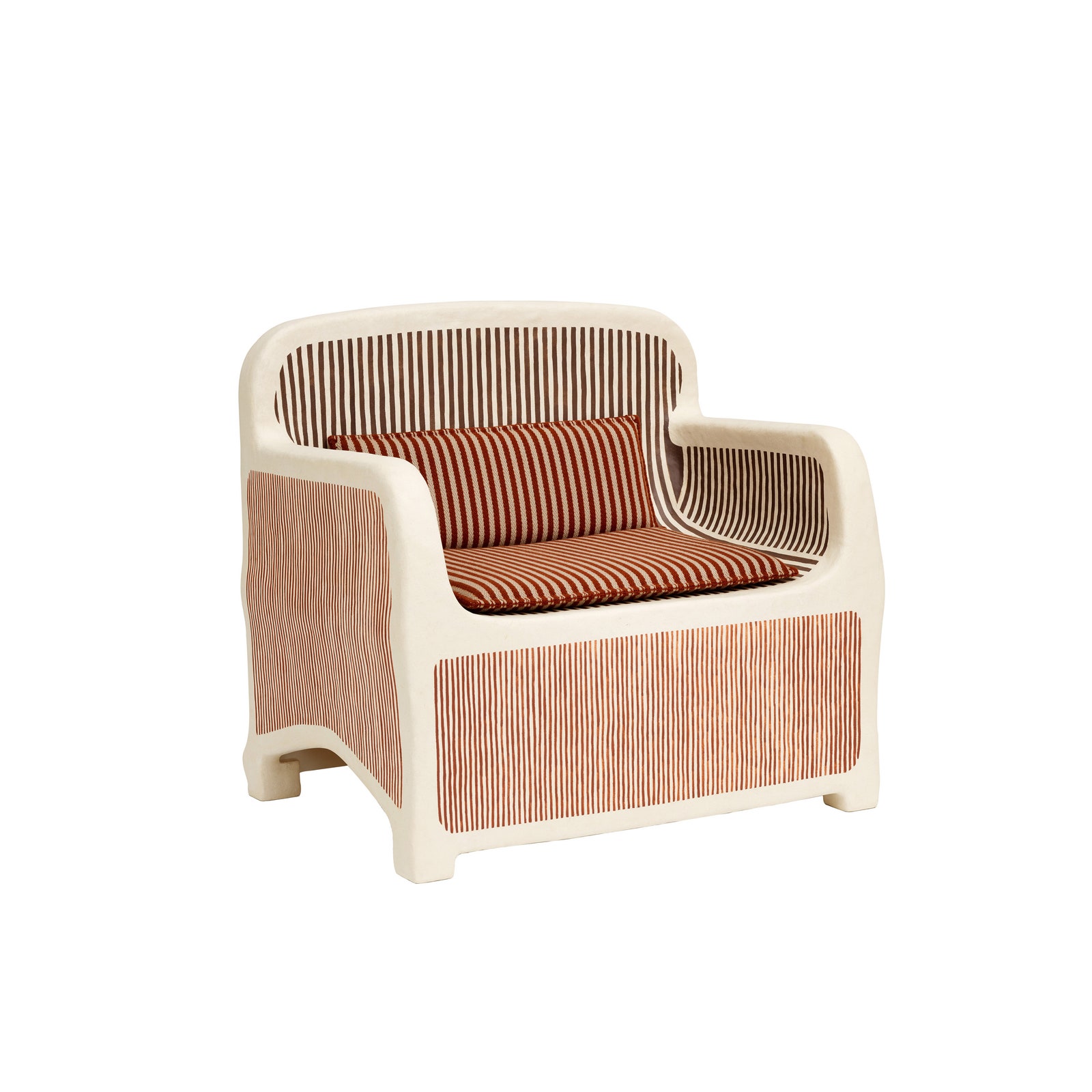 Кресло Sillage dHermès по дизайну Studio Mumbai основа из дерева покрытие из целлюлозного микроволокна подушка из кашемира.