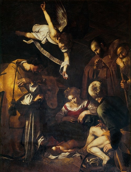 Караваджо. Рождество со святым Франциском и святым Лаврентием. 1609.