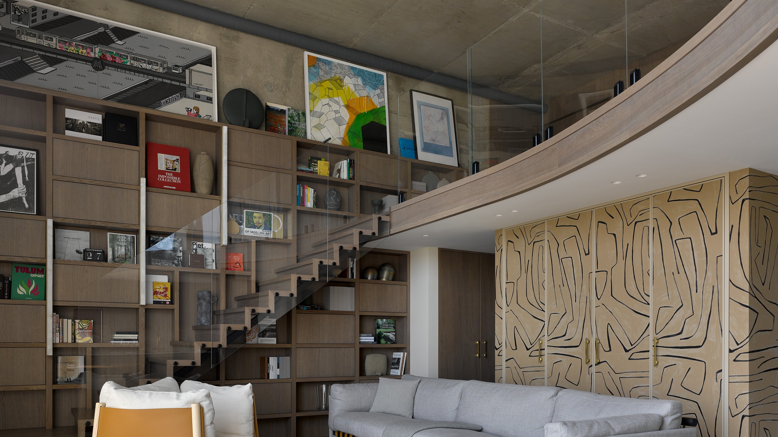 Двухуровневая квартира с панорамными окнами по проекту Ольги Трейвас и Арианы Ахмад