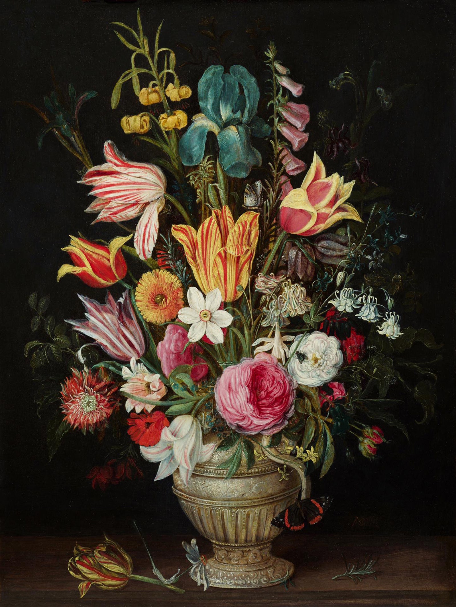 Николас Гиллис “Букет с тюльпанами розами и другими цветами в вазе” масло доска 64 x 485 см подпись “N. Gillis” галерея...