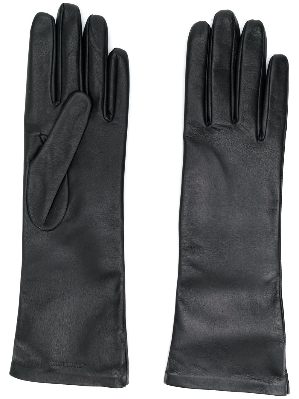 Женские кожаные перчатки с тисненым логотипом Saint Laurent 31 507 руб.