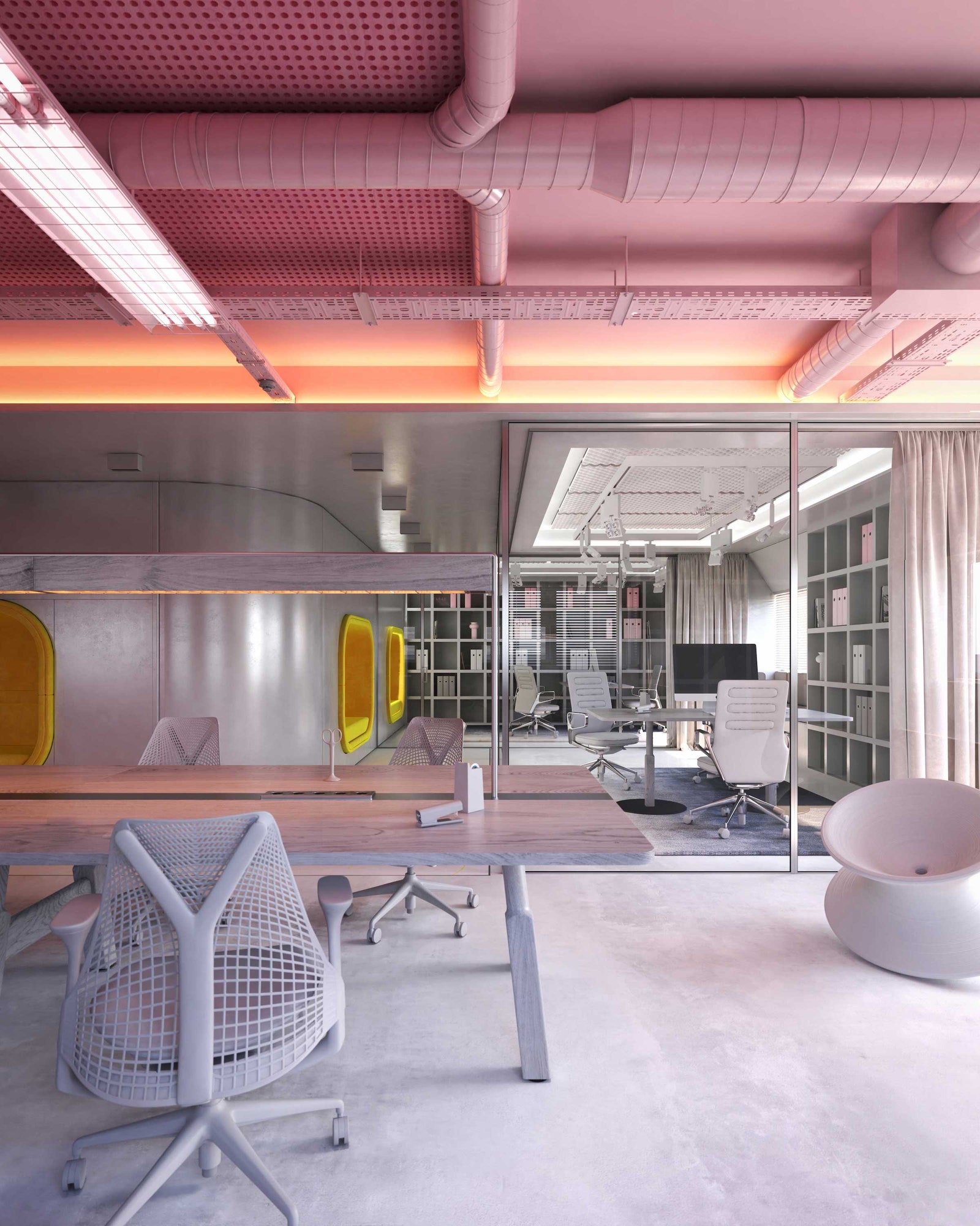 Проект многоцветного офиса во Франции
