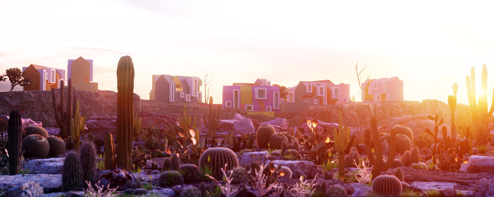 Воображаемое поселение Sonora Art Village в Мексике