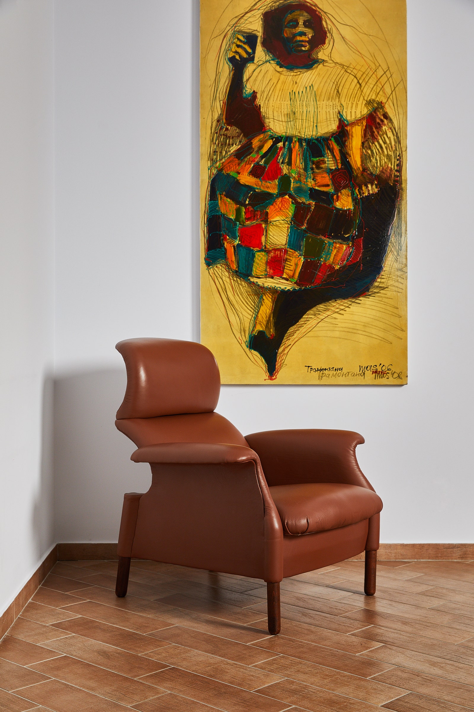 Achille amp Pier Giacomo Castiglioni. Кресло модель Sanluca. Дерево кожа. 1959. 95 x 84 x 100 см.