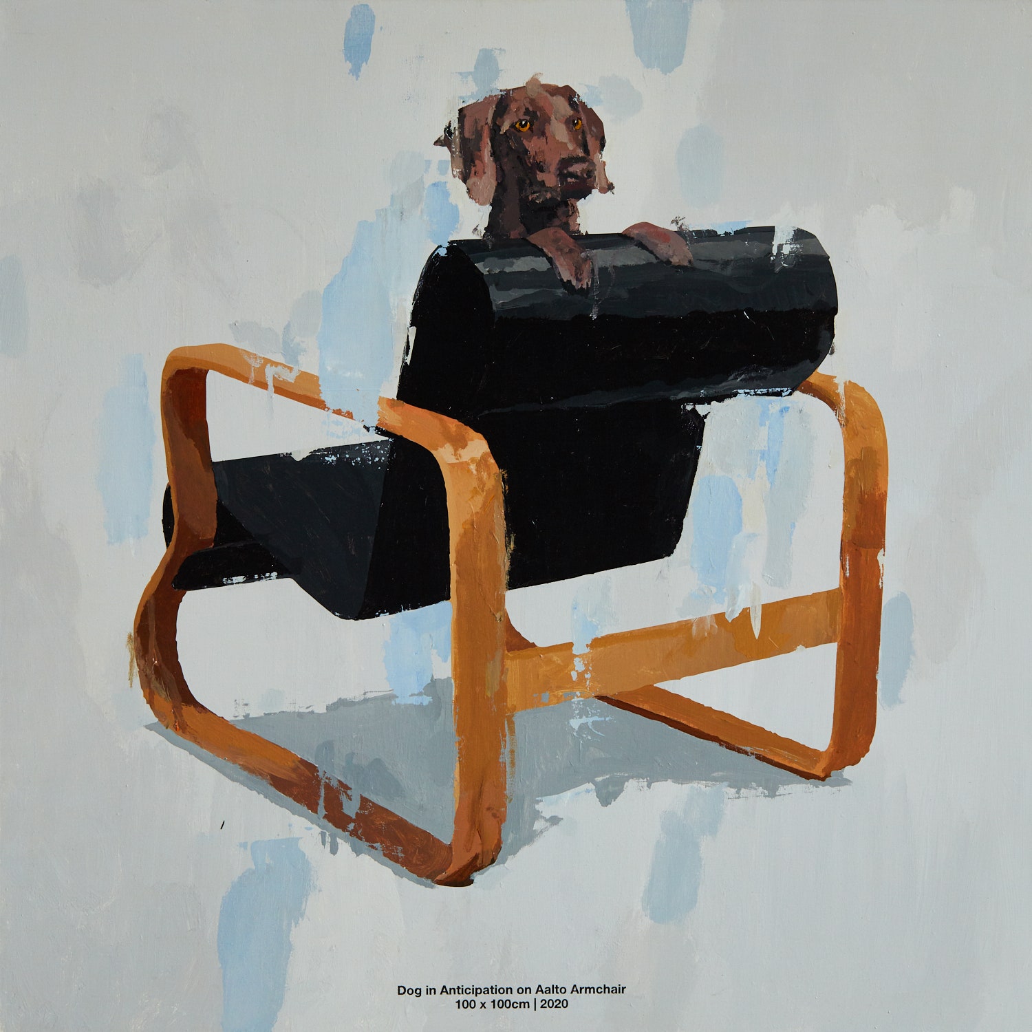 Dog in Anticipation on Aalto Armchair. 2020. 100 х 100 см.