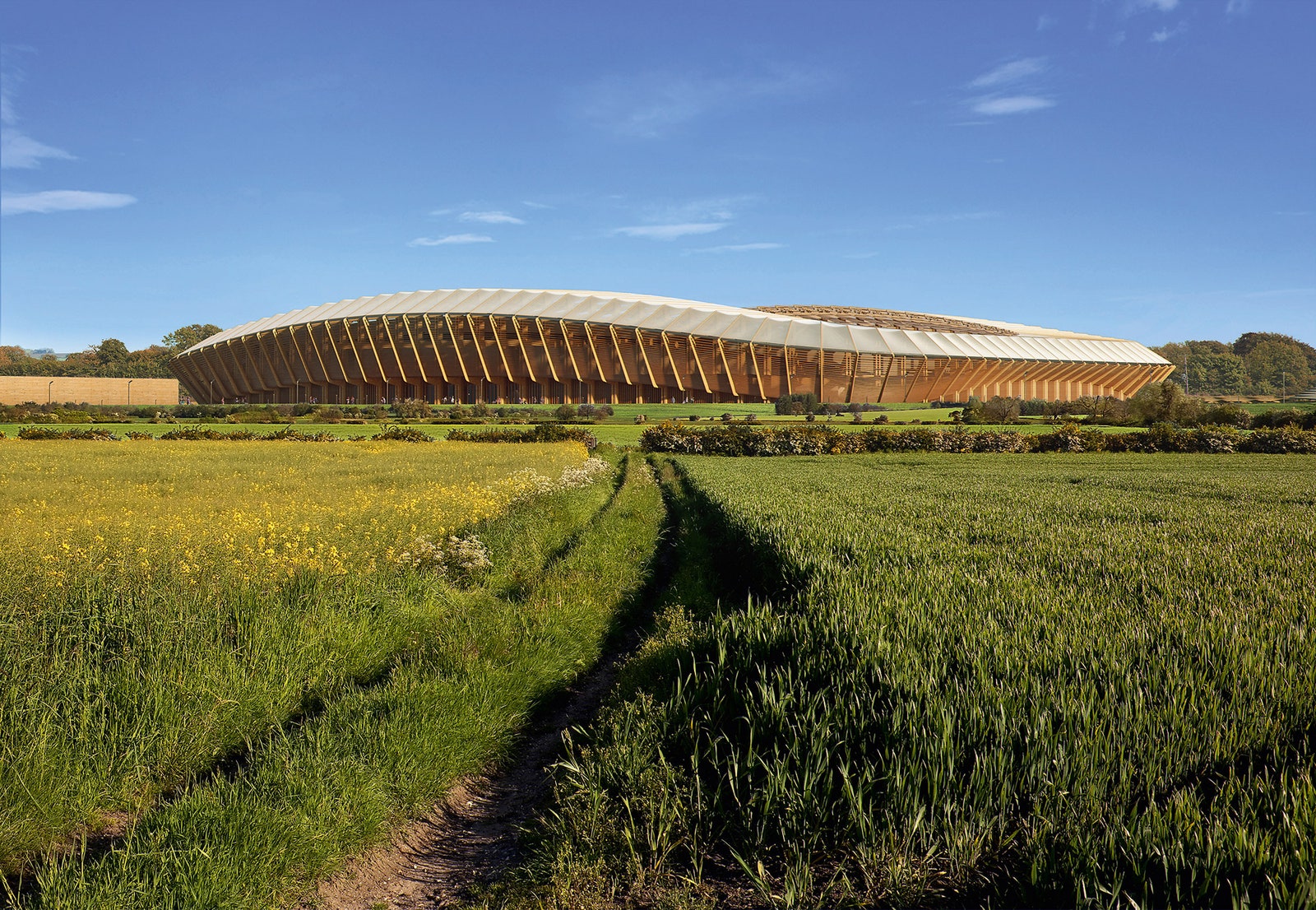 Пол­ностью деревянный стадион который бюро Zaha Hadid Architects планирует построить в Британии.