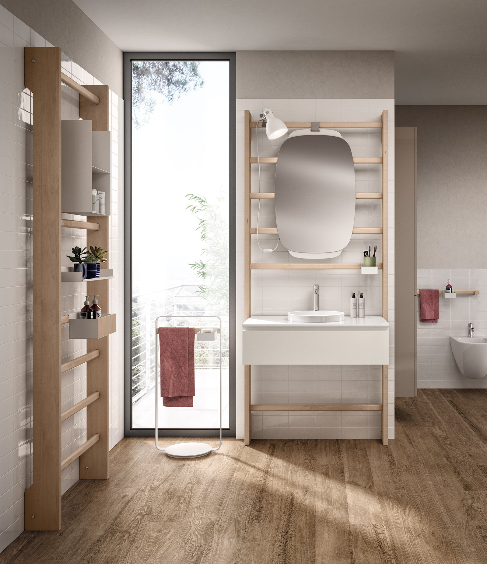 Система Gym Space от Scavolini сочетающаяся с композицией для ванной комнаты Rivo. К корпусу выполненному в отделке под...