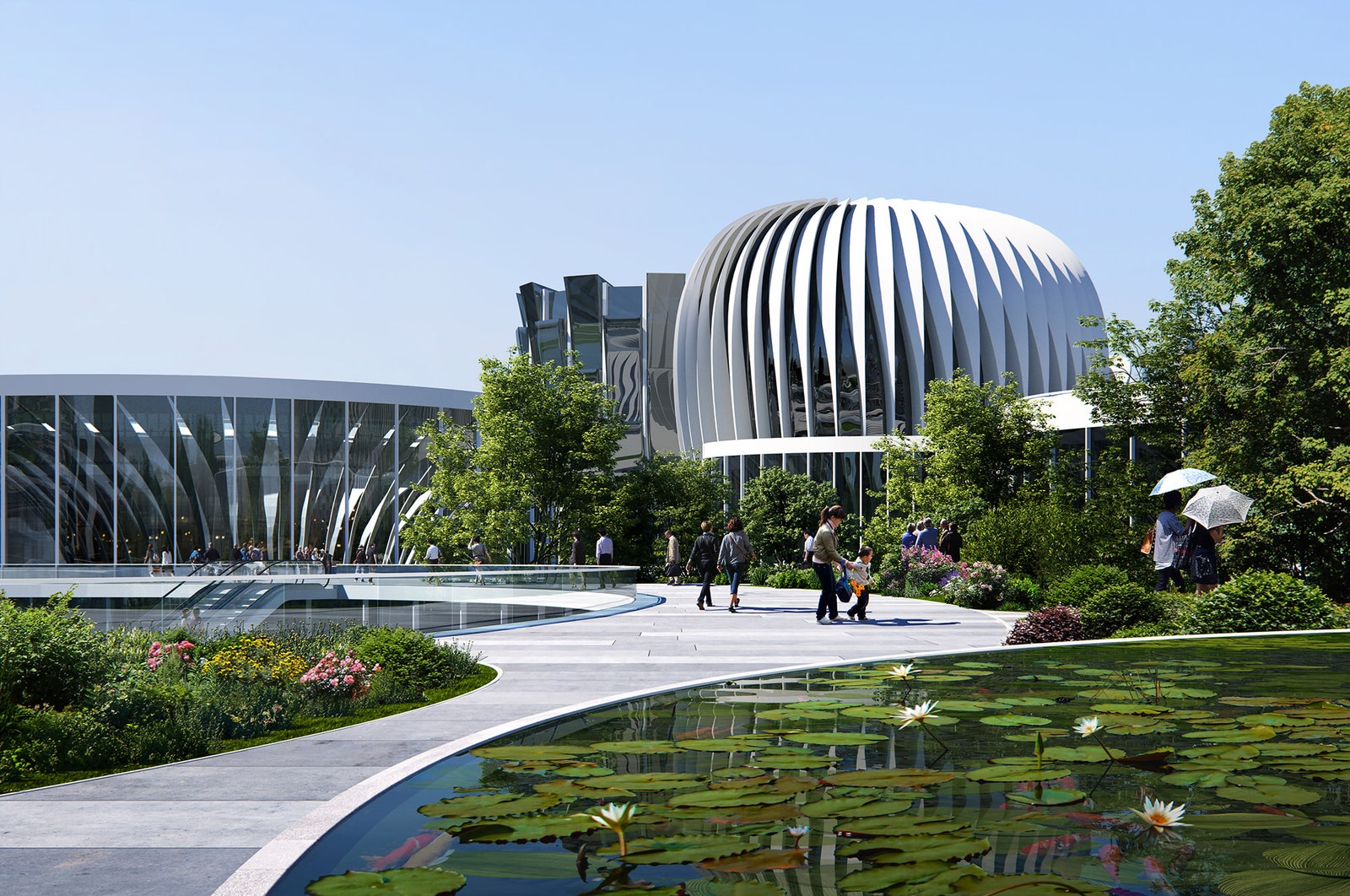 Бюро Zaha Hadid Architects показало как происходит строительство острова Единорога в Чэнду