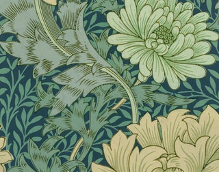 Образец обоев сnbspрисунком изnbspлистьев хризантемы иnbspаканта Уильям Моррис гравюра наnbspдереве 1877nbspгод.