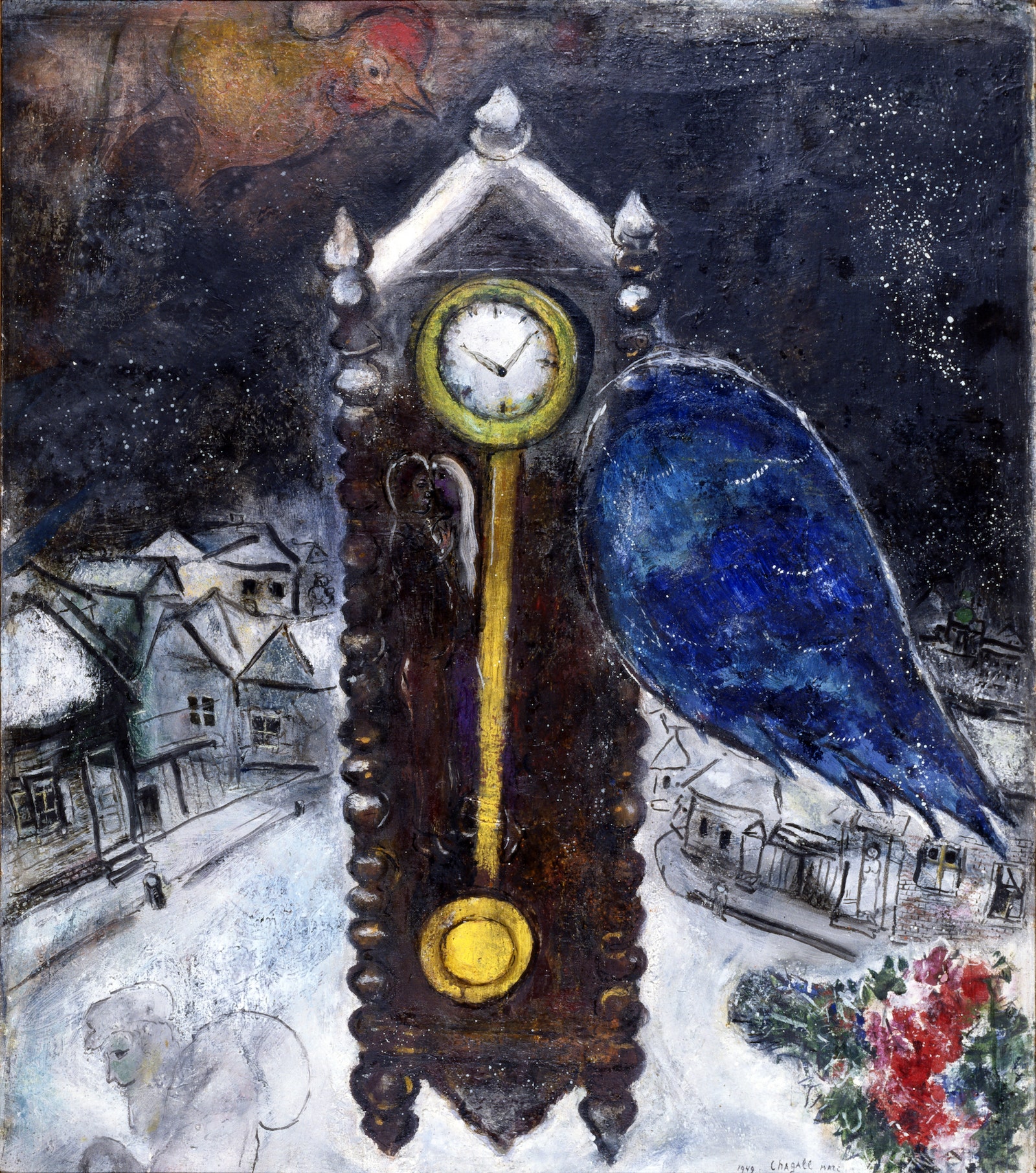 Часы с синим крылом. 1949. Частное собрание © ADAGP Paris 2019 Chagall ®