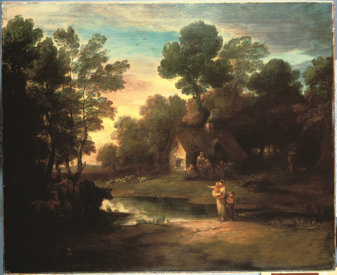 Томас Гейнсборо. Лесной пейзаж со стадом у водоема. Выставлена в 1782. Доммузей Гейнсборо Садбери Саффолк.