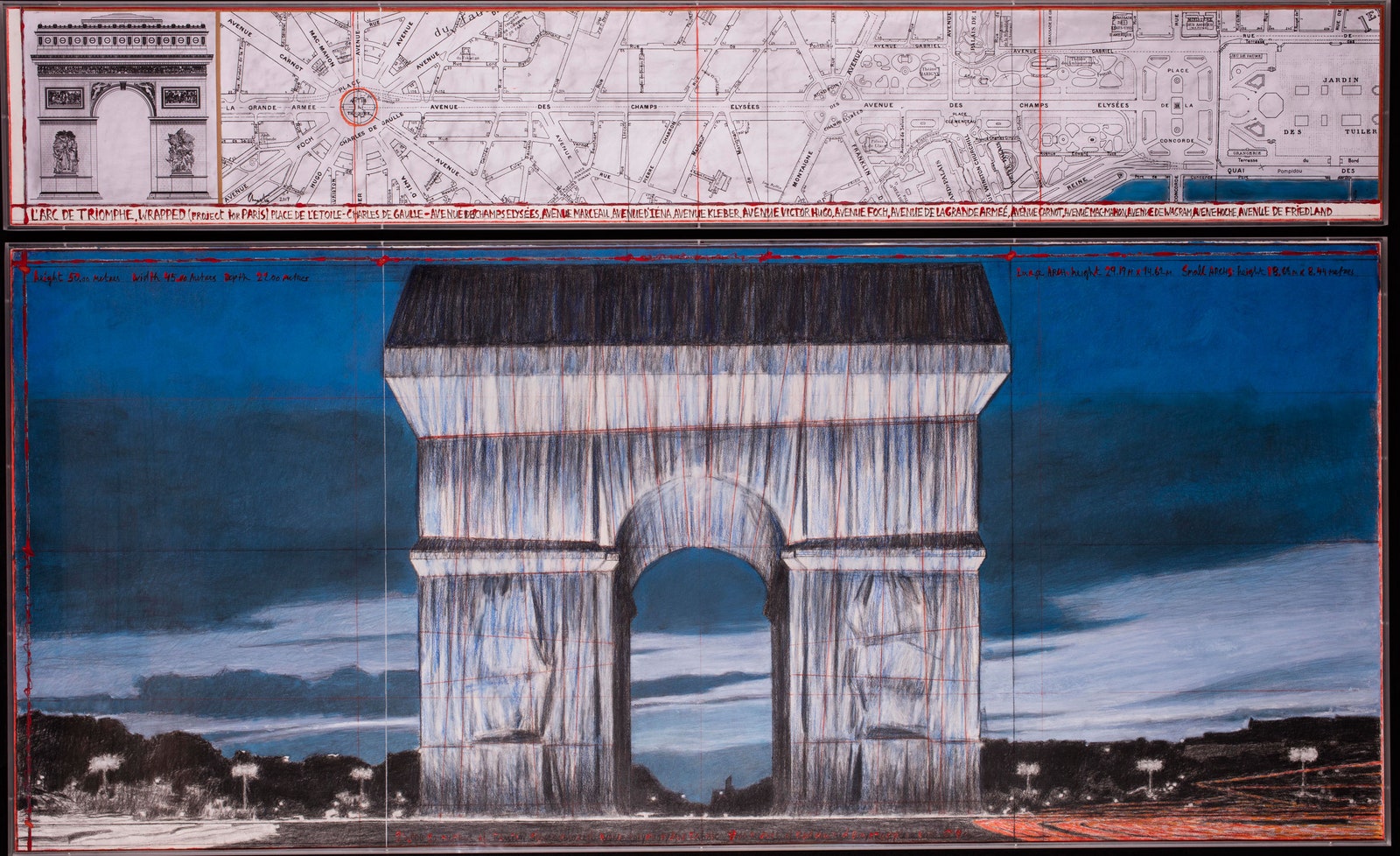 Эскизы временного проекта Arc de Triomphe Wrapped. Христо совместно с Centre Pompidou. Галерея Guy Pieters. Цена €1 200 000.