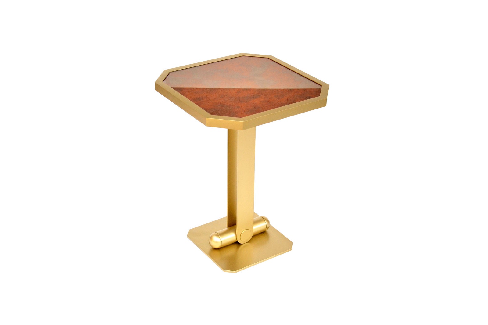 Кофейный столик с металлической основой и столешницей из стилизованного антикварного зеркала Corallo Collection.