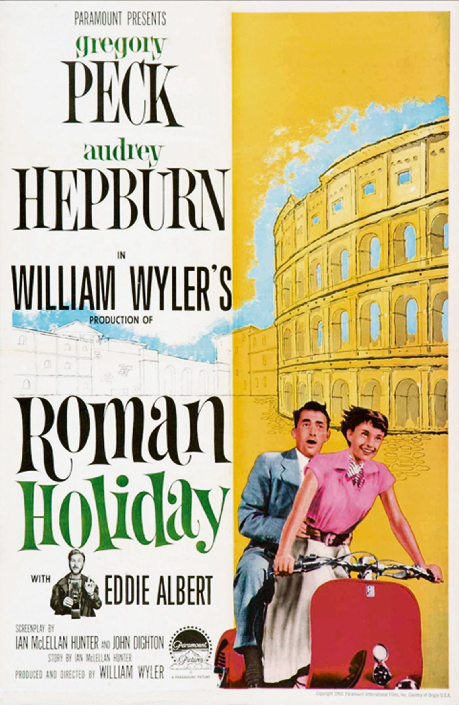 Афиша фильма “Римские каникулы” 1953 год.