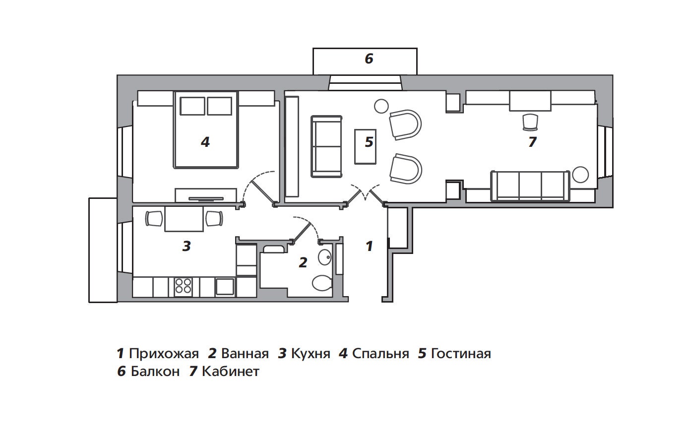 Квартира в стиле 1970х в Москве 66 м²