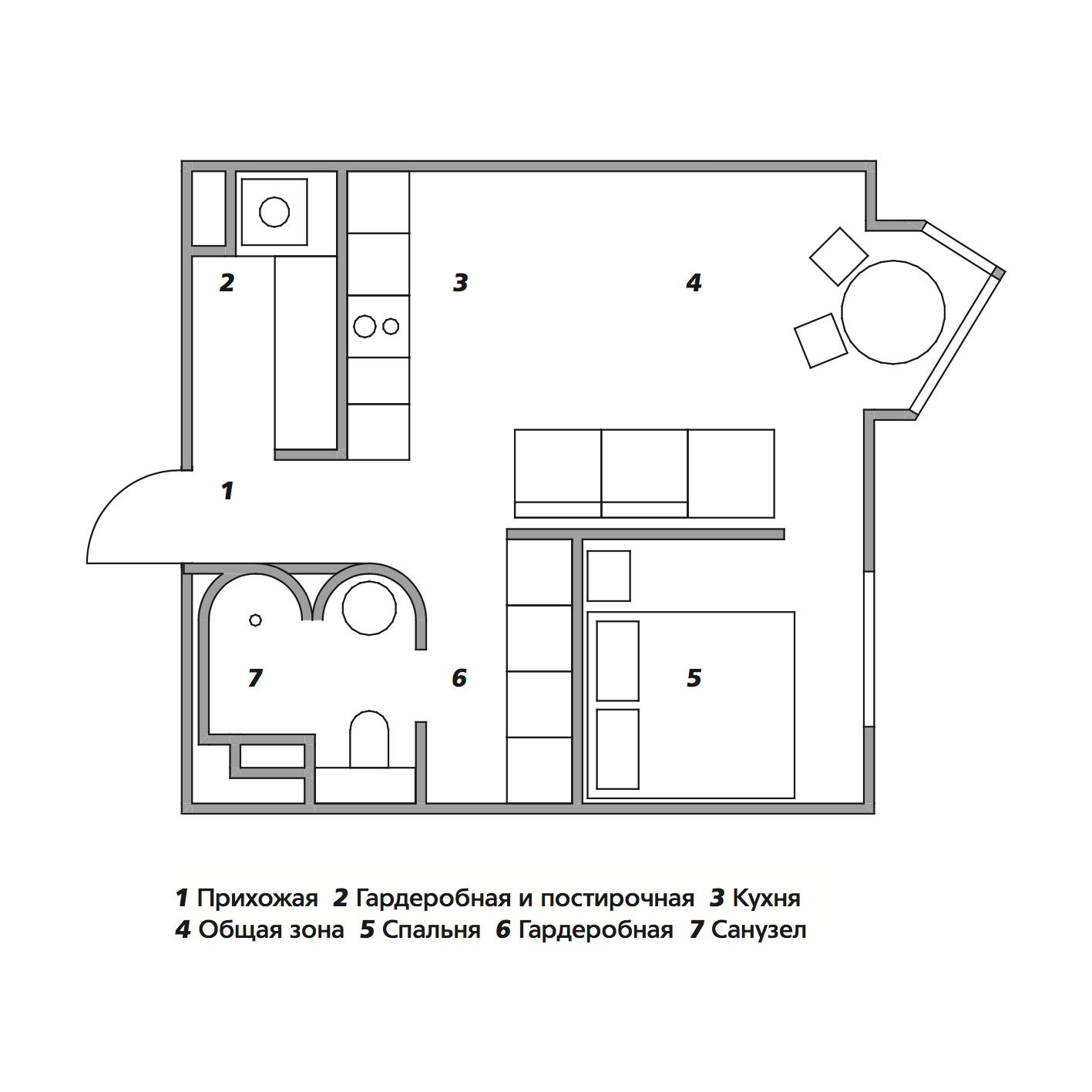 Квартира с необычной ­геометрией по проекту Бориса Денисюка 43 м²