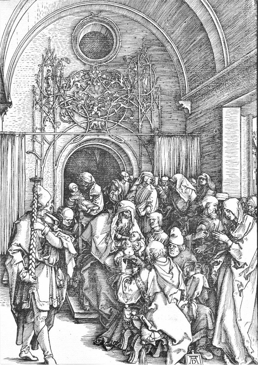 Альбрехт Дюрер. Обрезание Христа. Лист из серии “Жизнь Марии”. 1505. Гравюра на дереве.