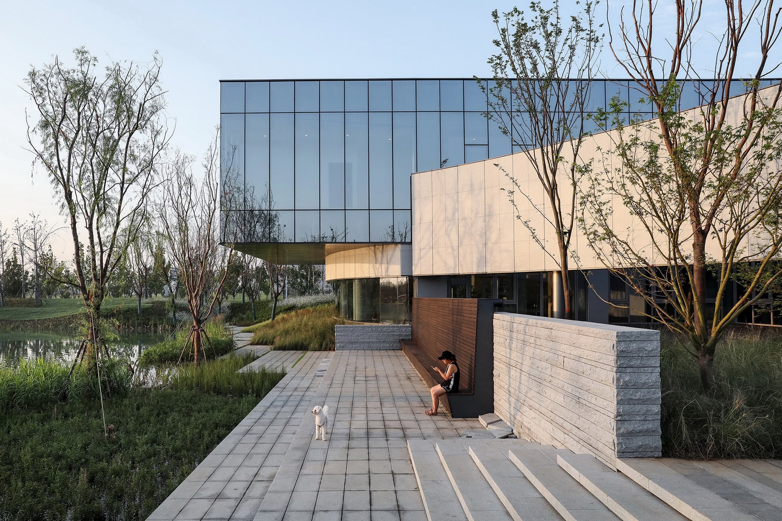 Библиотека с изогнутым фасадом в Китае
