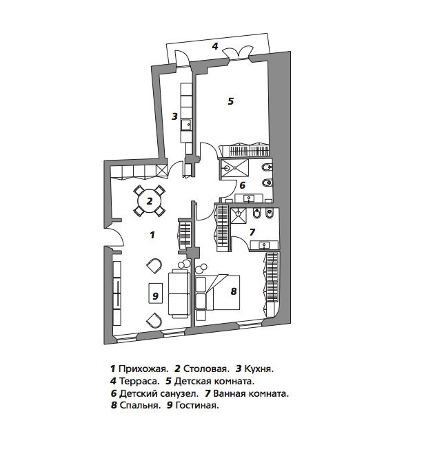 Дизайн интерьера квартиры 90 м² в Прато