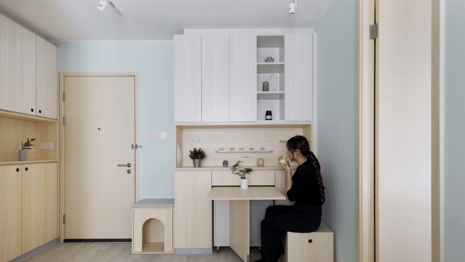 Дизайн квартирытрансформер для молодой пары с питомцами 42 м²