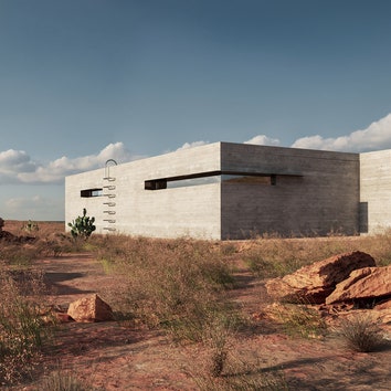 Минималистичный дом из бетона для пожилой пары в Нью-Мексико