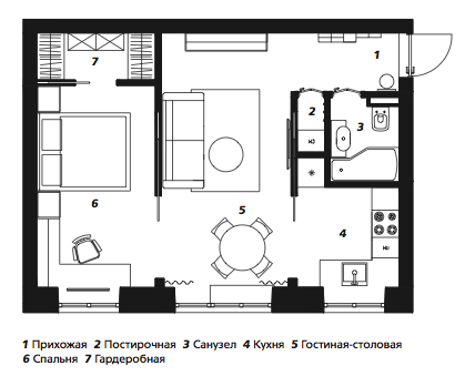 Эргономичная квартира в Москве 45 м²