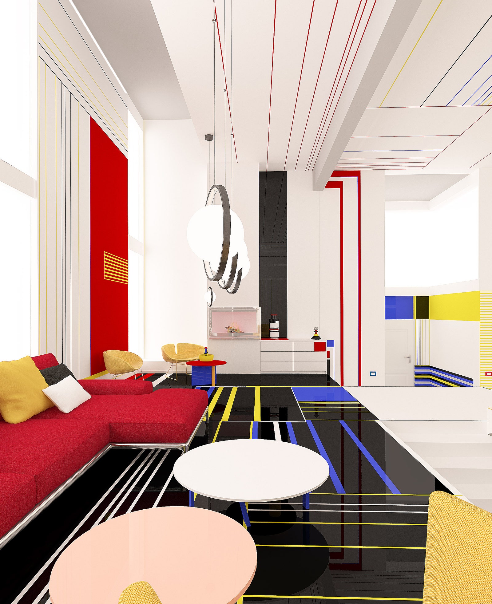 Дизайнпроект “экспрессивной” квартиры в стиле Мондриана в Болгарии