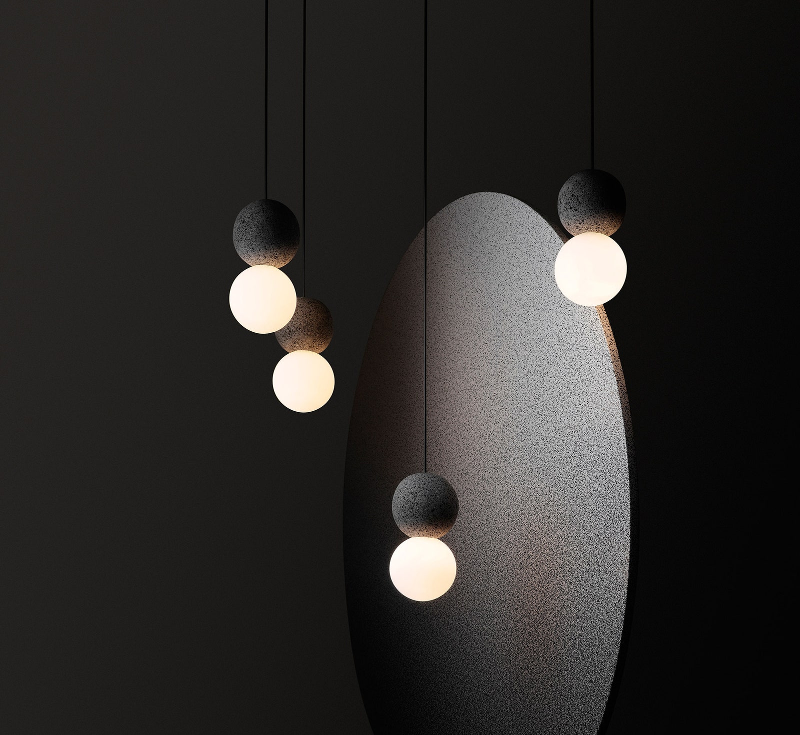 Свет и тьма сферические светильники от Дэвида Помпы