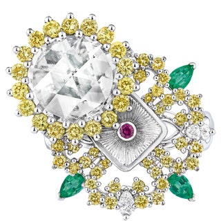 Кольцо Volupt Diamant белое золото бриллиан­ты желтые бриллианты рубин ­изумруды.