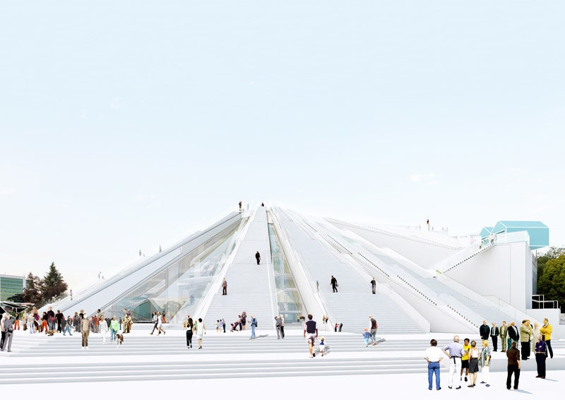 Бюро MVRDV представило проект реконструкции Пирамиды в Тиране здание станет центром искусства