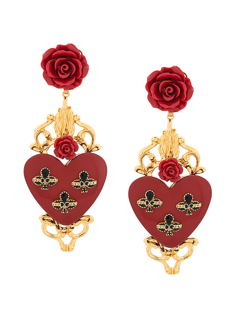 Серьги Rose and Heart пластик Dolce and Gabbana.