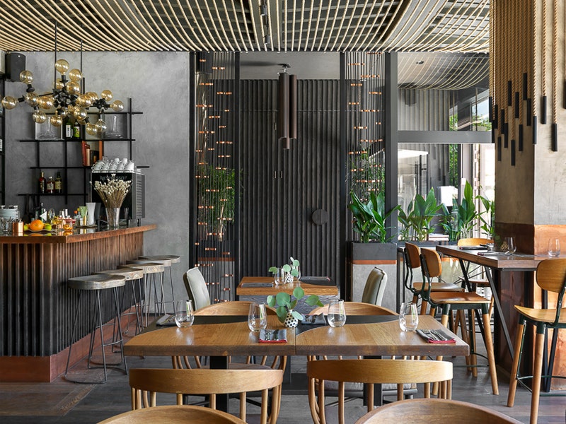 Паназиатский ресторан Go East на Большой Грузинской интерьеры от студии Romb Design  Interiors