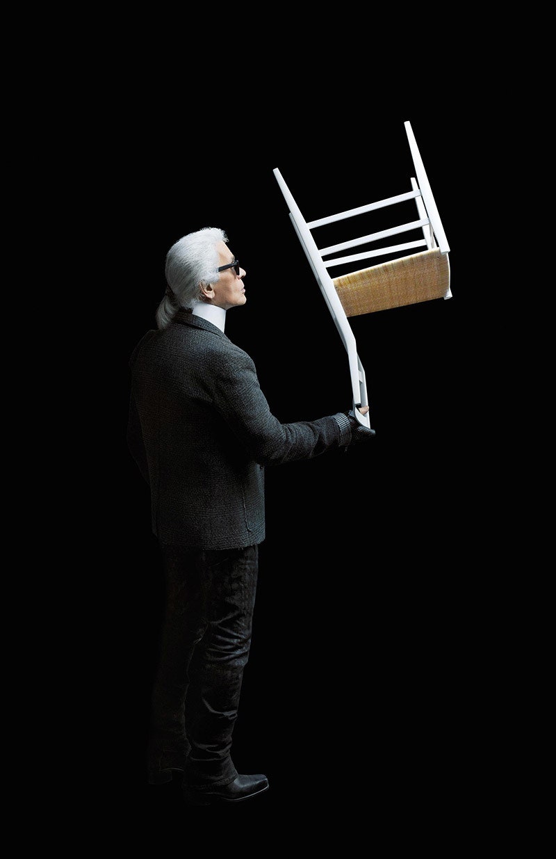 Портрет Карла Лагерфельда со стулом Superleggera by Gio Ponti. Фото Karl Lagerfeld