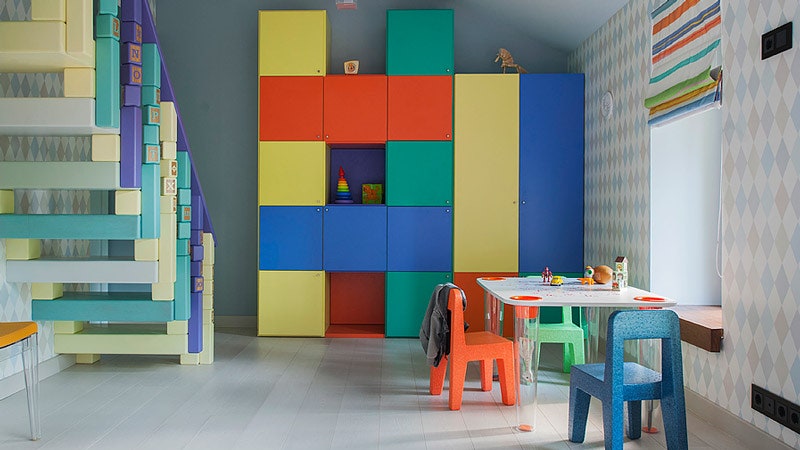 Детская зона на мансардном этаже подмосковного дома интерьеры от Анастасии Дмитерко