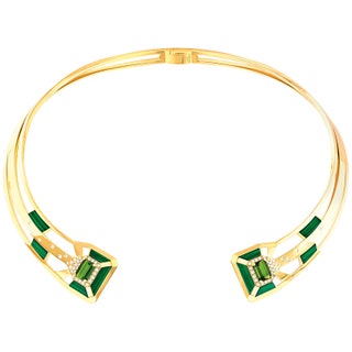 Колье My Green Necklace желтое золото турмалины малахит и бриллианты.