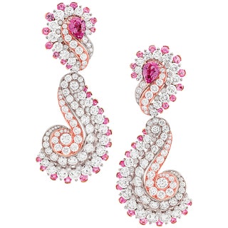 Серьгитрансформеры Amour Retrouv Earrings белое и розовое золото розовые сапфиры.
