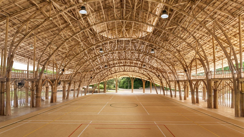 Спортивный зал из бамбука для международной школы Panyaden в Таиланде