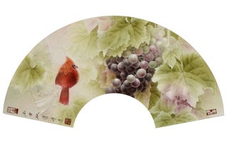 Работа художника Гун Сюциана рисовая бумага тушь минеральные краски.