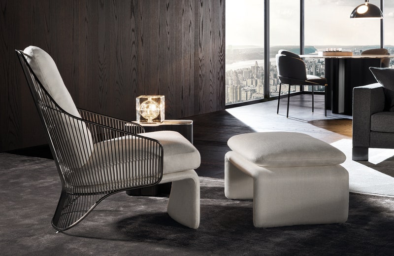 Кресло Colette с металлической конструкцией по дизайну Родольфо Дордони для Minotti