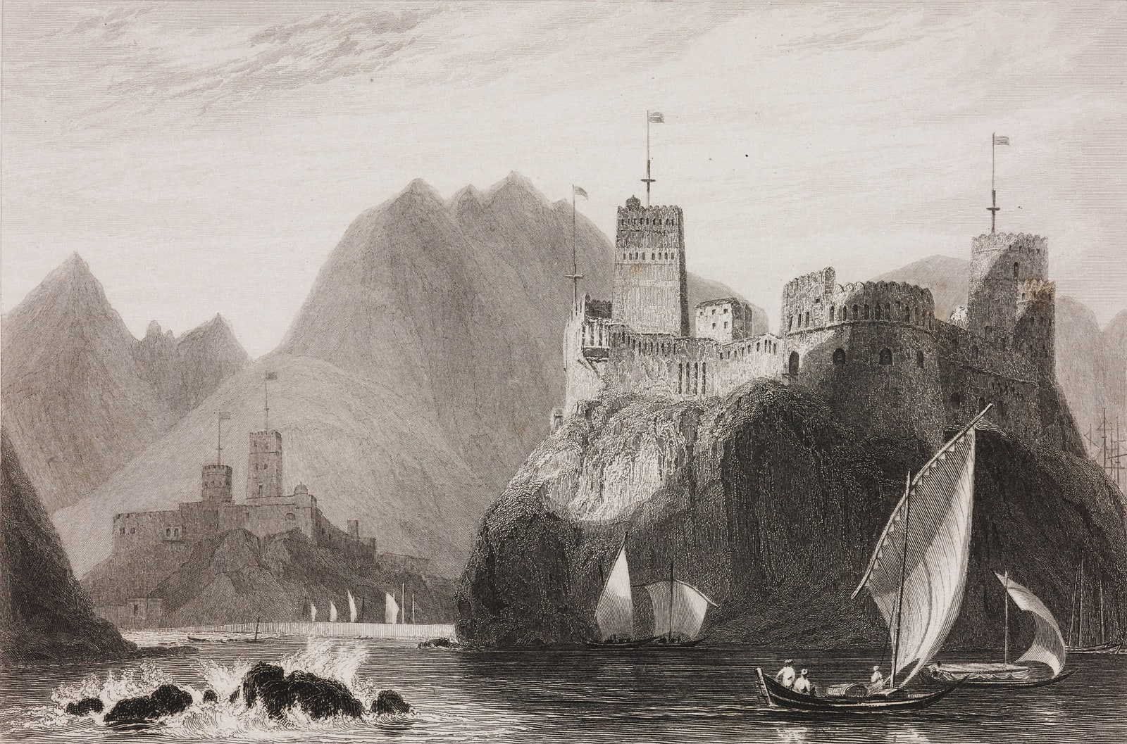 Гравюра XIX века с изображением фортов АльМирани и АльДжалали.