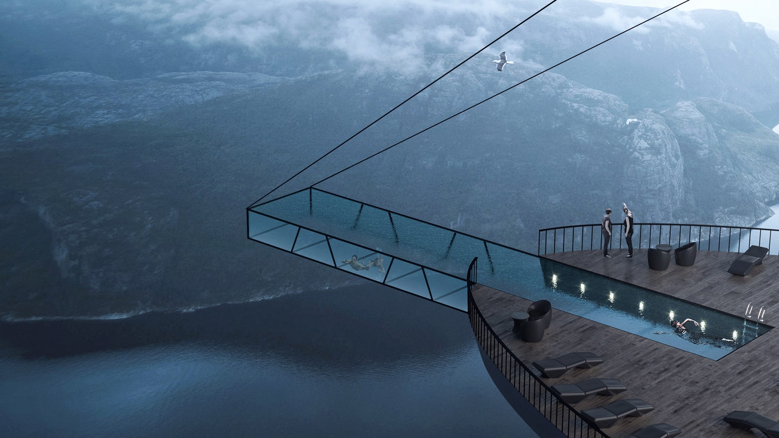 Дизайнпроект бутикотеля на краю скалы в Норвегии