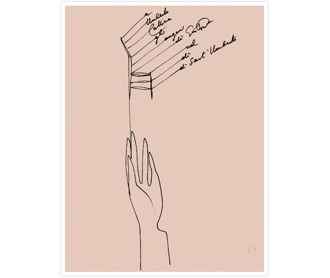 Открытка нарисованная Джо Понти к именинам совладельца марки Умберто Кассины.