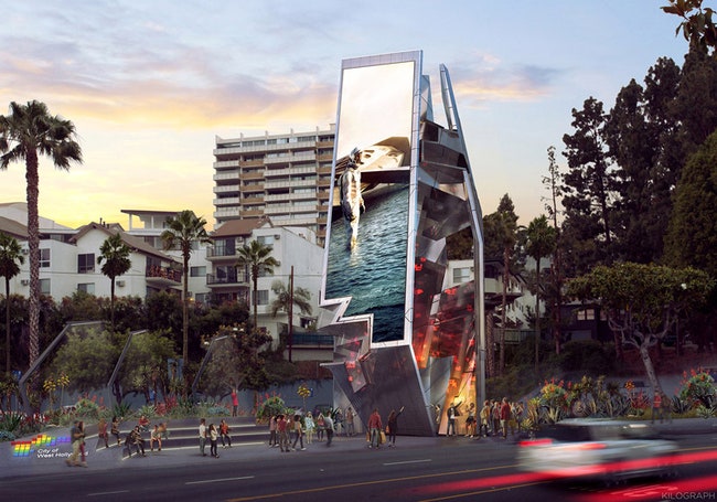 Проект башнибилборда в Голливуде работа архитектора Тома Вискомба | Admagazine