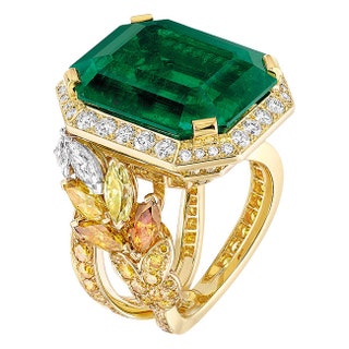 Кольцо Épi Vendôme желтое золото изумруд бриллианты цветные брил­лианты.
