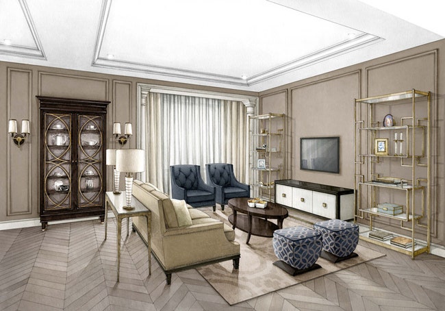 Гостиная Room Look тому яркий пример объемные диван и кресла от Vanguard образуют зону для отдыха а мягкие банкетки с...