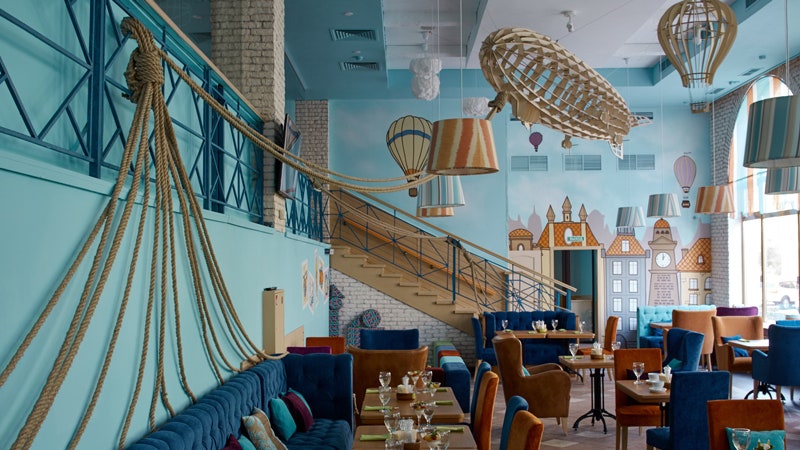 Семейное кафе в Москве на Мичуринском проспекте интерьер вдохновленный путешествиями | Admagazine