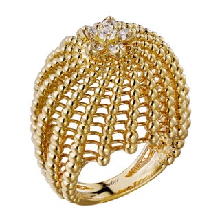 Кольцо Cactus de Cartier желтое золото бриллианты.
