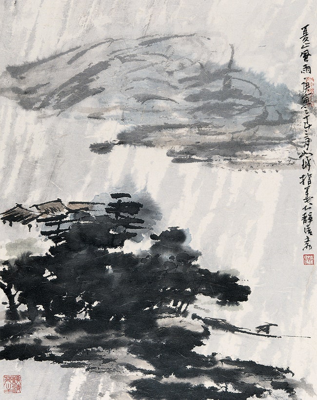 Тучи сгущаются над горами Сяшань. 47×37cм. Тушь на бумаге. 2010